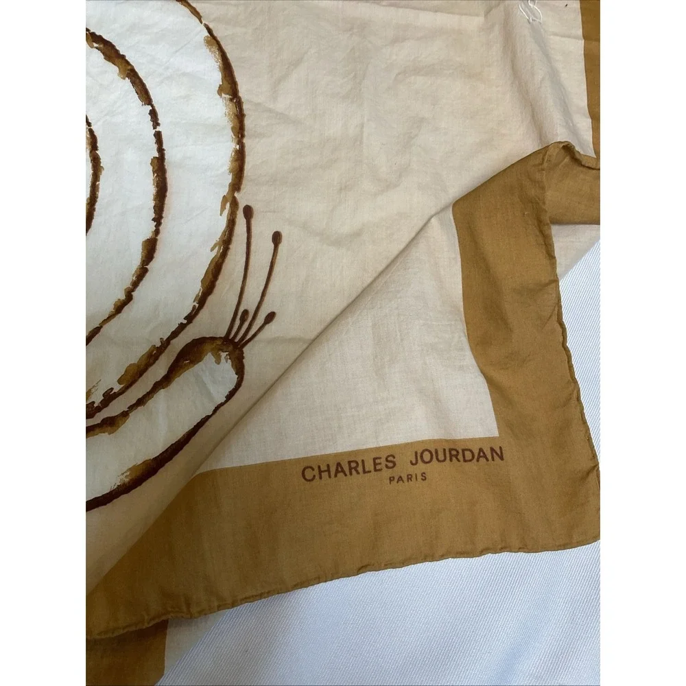 Vintage Charles Jourdan Paris 100% Cotton Watercolor Scarf Italy Hand Rolled